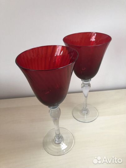 Бокалы Zara Home рифленые красное стекло