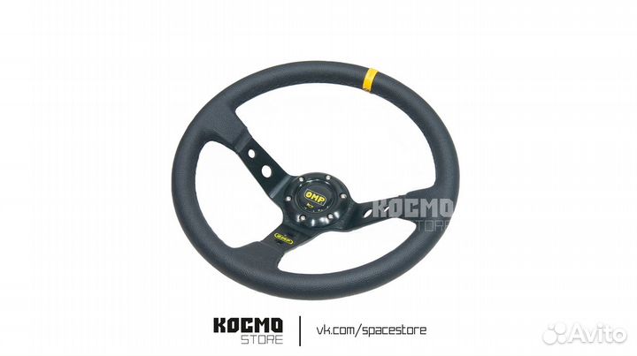 Руль OMP Кожа черный с вылетом