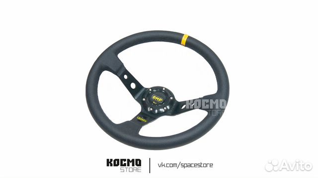 Руль OMP Кожа черный с вылетом