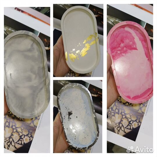 Декор поднос кашпо из гипса