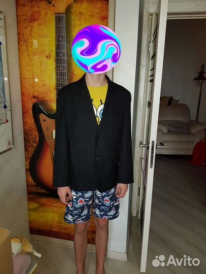 Пиджак школьный, черный р 152-164