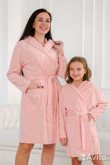 Халат женский из махры Нежность розовые полосы