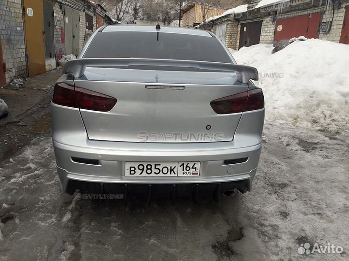 Юбка заднего бампера Лансер 10 Shark Lancer X