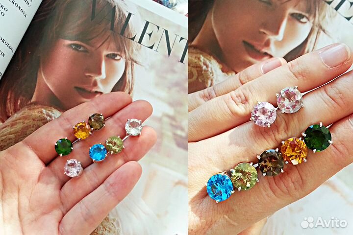 Серебро, натуральные камни. Серьги. Кольца