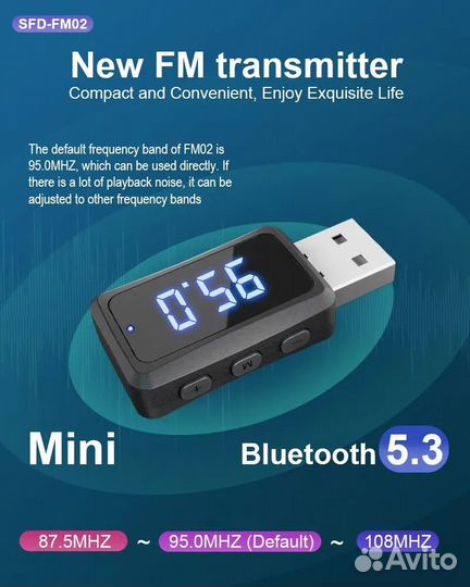 Bluetooth 5.3 Transmitter Receiver Handsfree Call