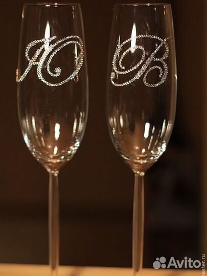 Свадебные бокалы на заказ ручная работа