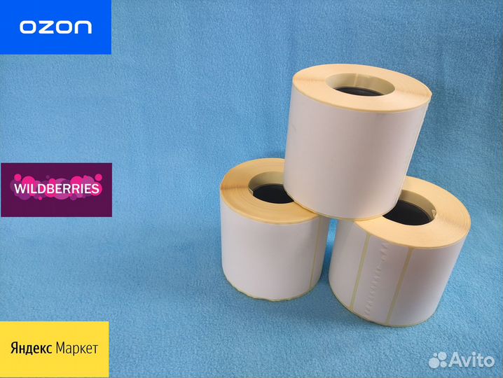 Термоэтикетки 75х120 мм. 300 шт. в рулоне Эко Озон