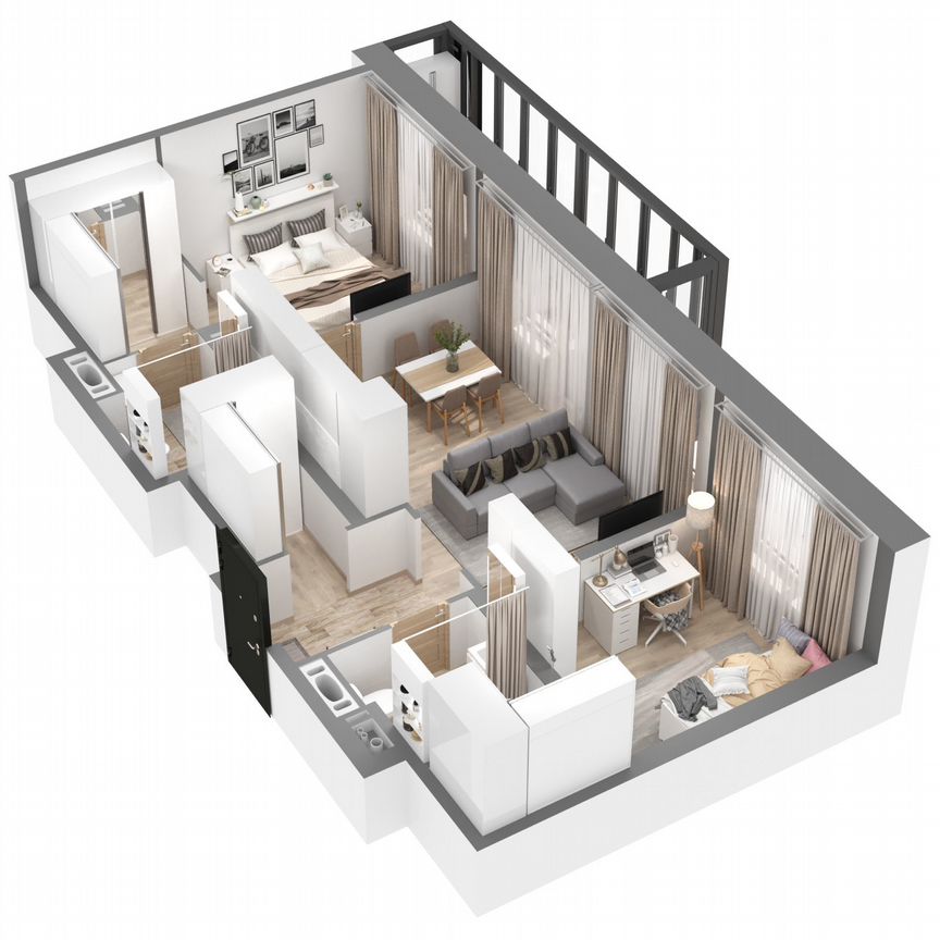 2-к. квартира, 63,5 м², 19/23 эт.