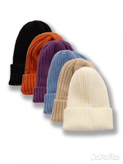 Двойная теплая шапка мелкой вязки Оптом w-4388