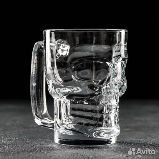 Кружка стеклянная пивная Magistro «Череп», 350 мл