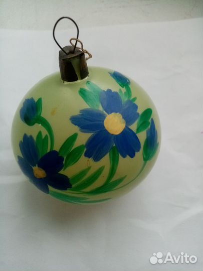 Елочная игрушка СССР Шар Цветы