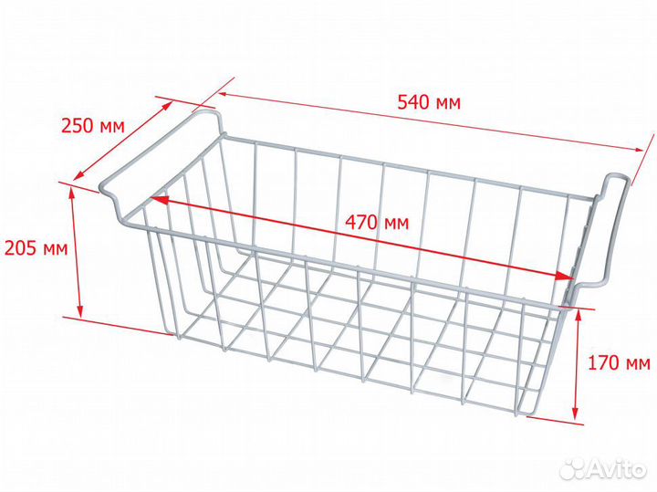 Корзина бирюса 200, 260, 355 на ларь широкой серии