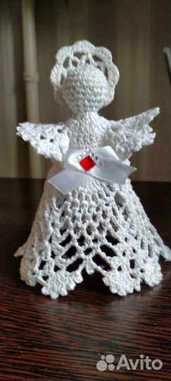 Ангел вязаный из хлопковых ниток, высота15 см
