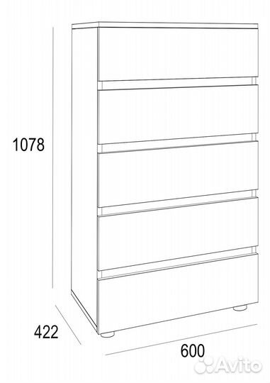 Комод Лотос 600 с 5-ю ящиками
