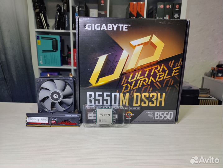 Комплект r5 5500+b550+32gb ddr4+кулер