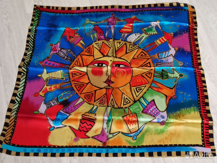 Шелковый платок бирюзовый