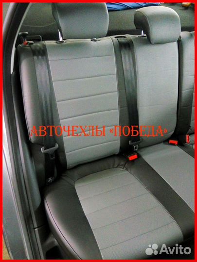 Чехлы из экокожи LADA vesta чёрно-серые Классика