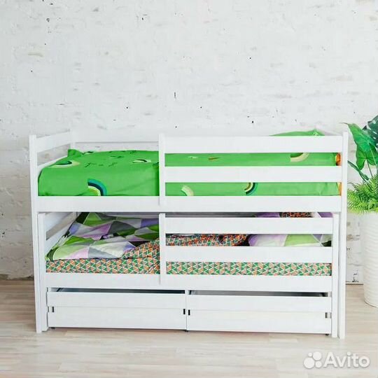 Кроватка с доп. местом матрешка эко детская из мас