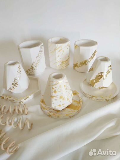 Ваза для цветов, шкатулка из гипса