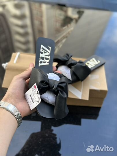 Шлепанцы Zara женские черные летние 23,5см