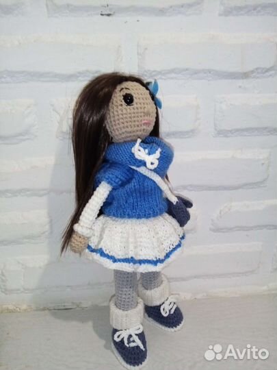 Вязанные игрушки ручной работы Кукла Эвелина