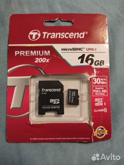 Карта памяти Transcend microsdhc 16 гб класс 10