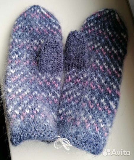 Пуховые варежки ручной вязки, новые