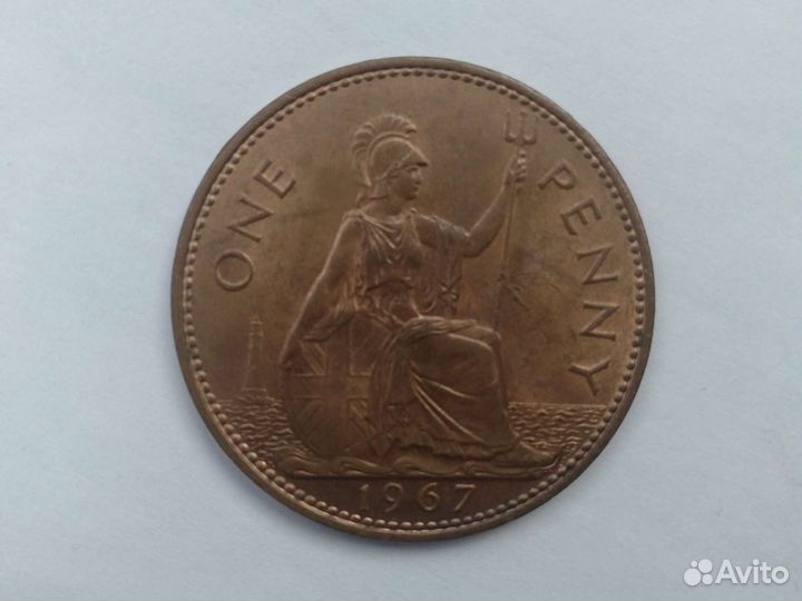 Монета Великобритания 1 пенни (penny) 1967