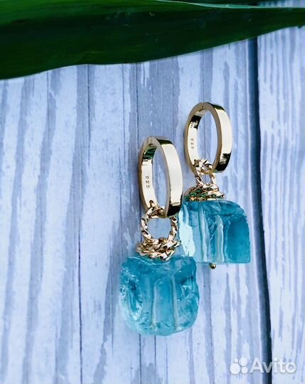 Серьги с аквакварцем