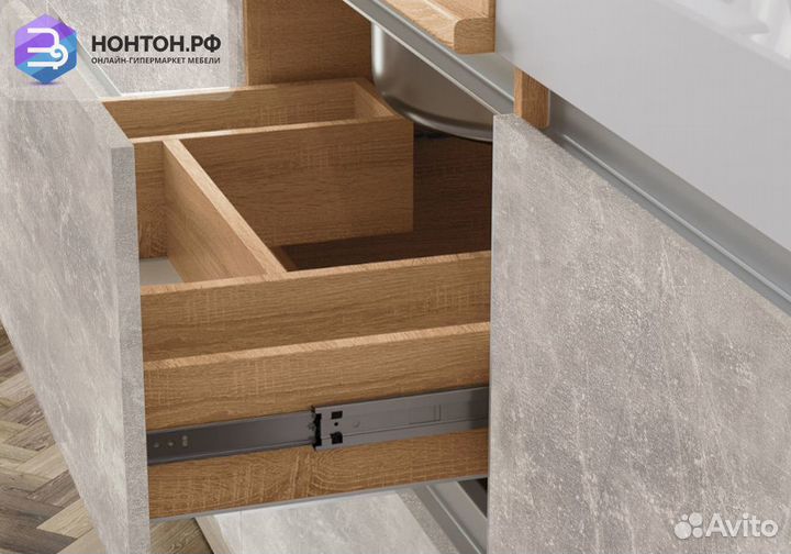 Кухня Карина №1 белый глянцевый / бетон светлый