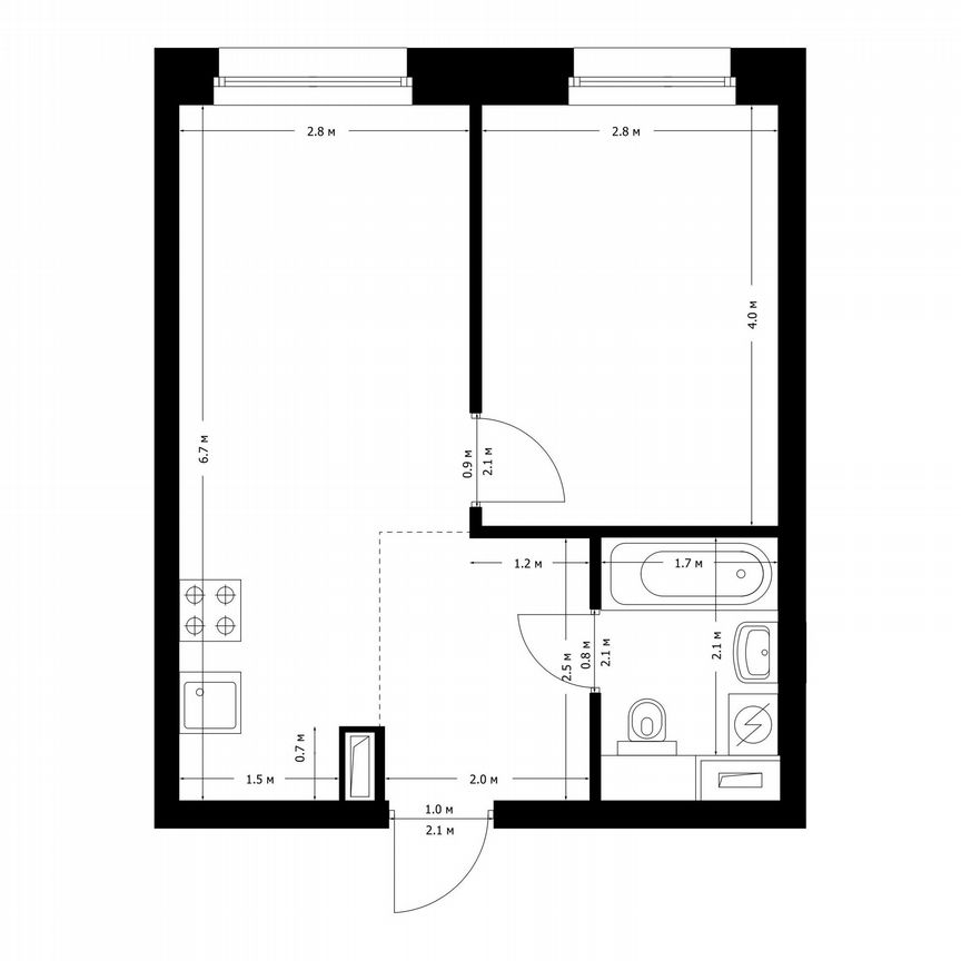 1-к. квартира, 35,9 м², 13/45 эт.