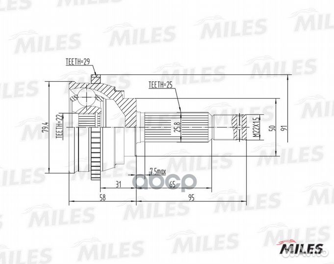 Шрус Hyundai Accent 94, Lantra 90, Pony 85- 1
