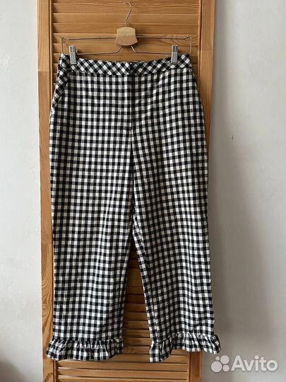 Брюки капри в клетку воланами Topshop 44 S M