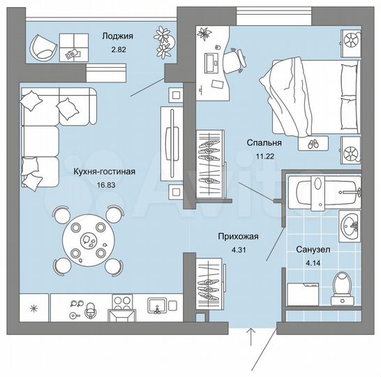 1-к. квартира, 38 м², 12/12 эт.