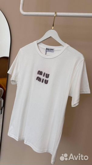 Футболка хлопковая Miu miu (хит 2025)