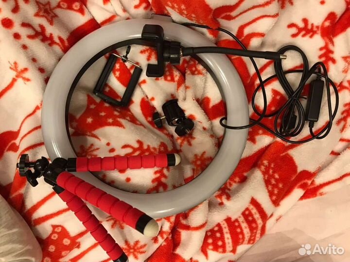 Кольцевая лампа 26 см со штативом трипод новая
