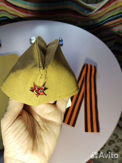 Солдатская пилотка Георгиевская лента в подарок