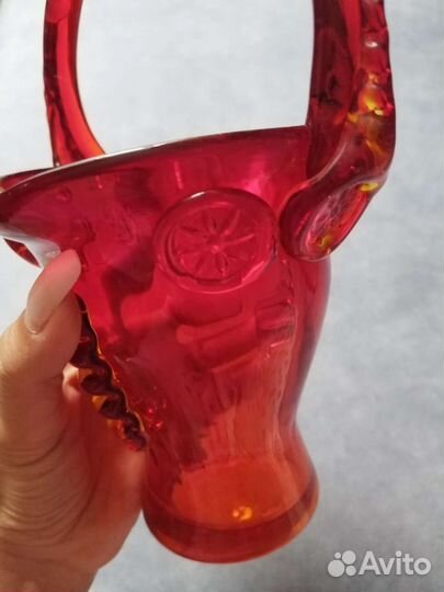 Конфетница цветное стекло СССР