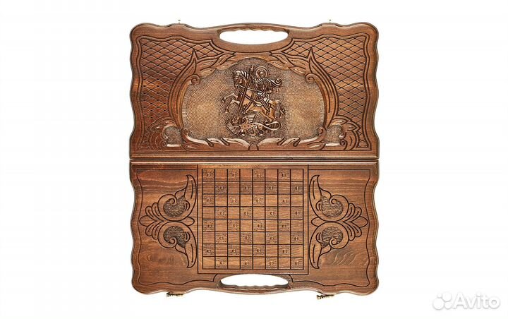 Нарды и шашки резные Георгий Победоносец 50 х 53 см бук Армения 62519