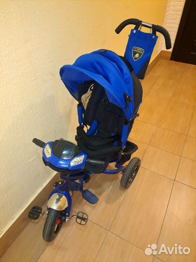 Велосипед-коляска 3хколёсный с ручкой Lamborghini