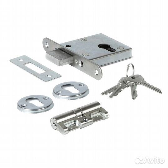 Замок врезной зв 1-2 для входной двери (хром) 3 кл