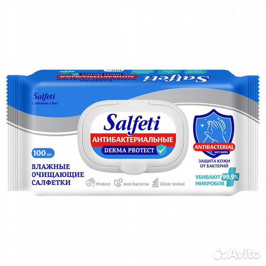 Салфетки влажные salfeti Антибактериальные очищающ