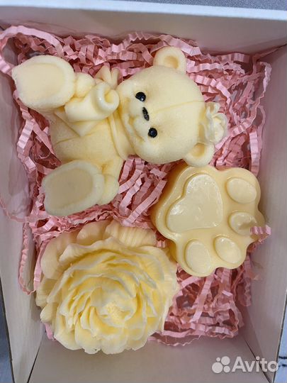 Мыло ручной работы, мишка пион