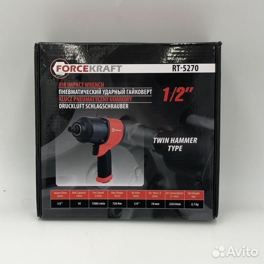 Ударный пневмогайковерт forcekraft 1/2 720Нм