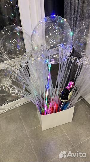 Бобо светящиеся шары и фольгированные на палочке