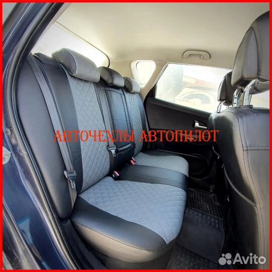 Чехлы Автопилот Kia Ceed 3 из экокожи чёрно-серые