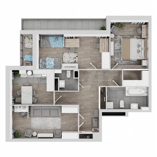 3-к. квартира, 96,4 м², 10/22 эт.