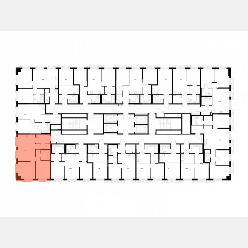 2-к. квартира, 57 м², 23/31 эт.