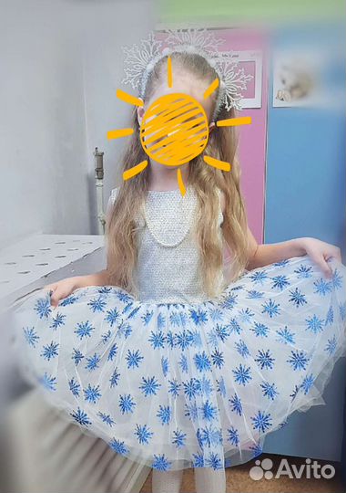 Новогодний костюм снежинки/ платье для девочки 110