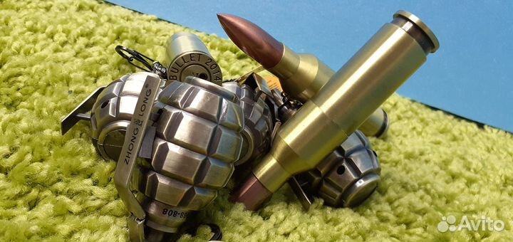 Зажигалка Патрон и граната из металла Premium